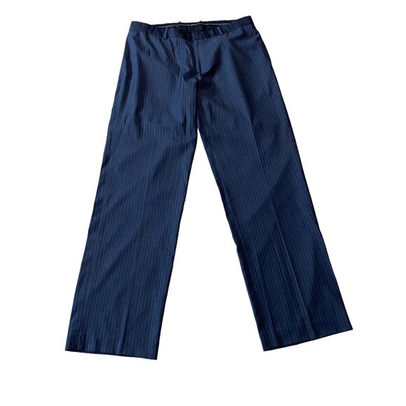 Theory Wool Blend Pin Stripe Slacks Dress Pants Grey/Brown size 12 - Picture 2 of 9